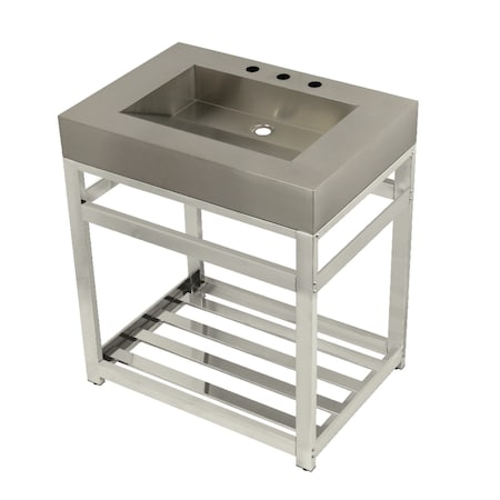 Fauceture KVSP3122A6 31" Stainless Steel Sink W/ Steel Console Sink Base, Nickel KVSP3122A6